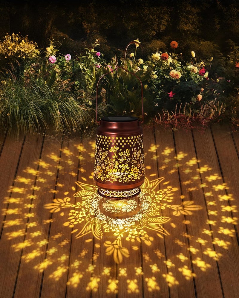 Fussion Solar Lanterns Outdoor Waterproof Hummingbird Elegant Garden Decor Birthday Gifts for Grandma Women Mom Sister Metal Hanging Solar Lights Decorations Outside for Backyard, Patio, Lawn, Porch - Image 2